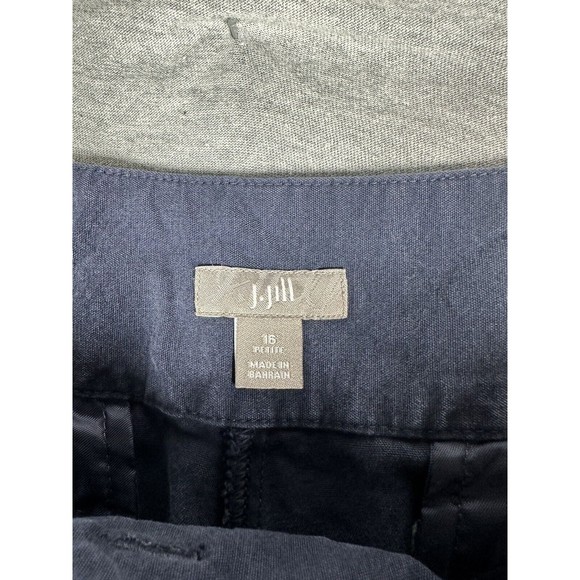 J. Jill Pants Cropped Black Blue‎ Stretch Cotton Side Zip Petite Sz 16P - Picture 2 of 7